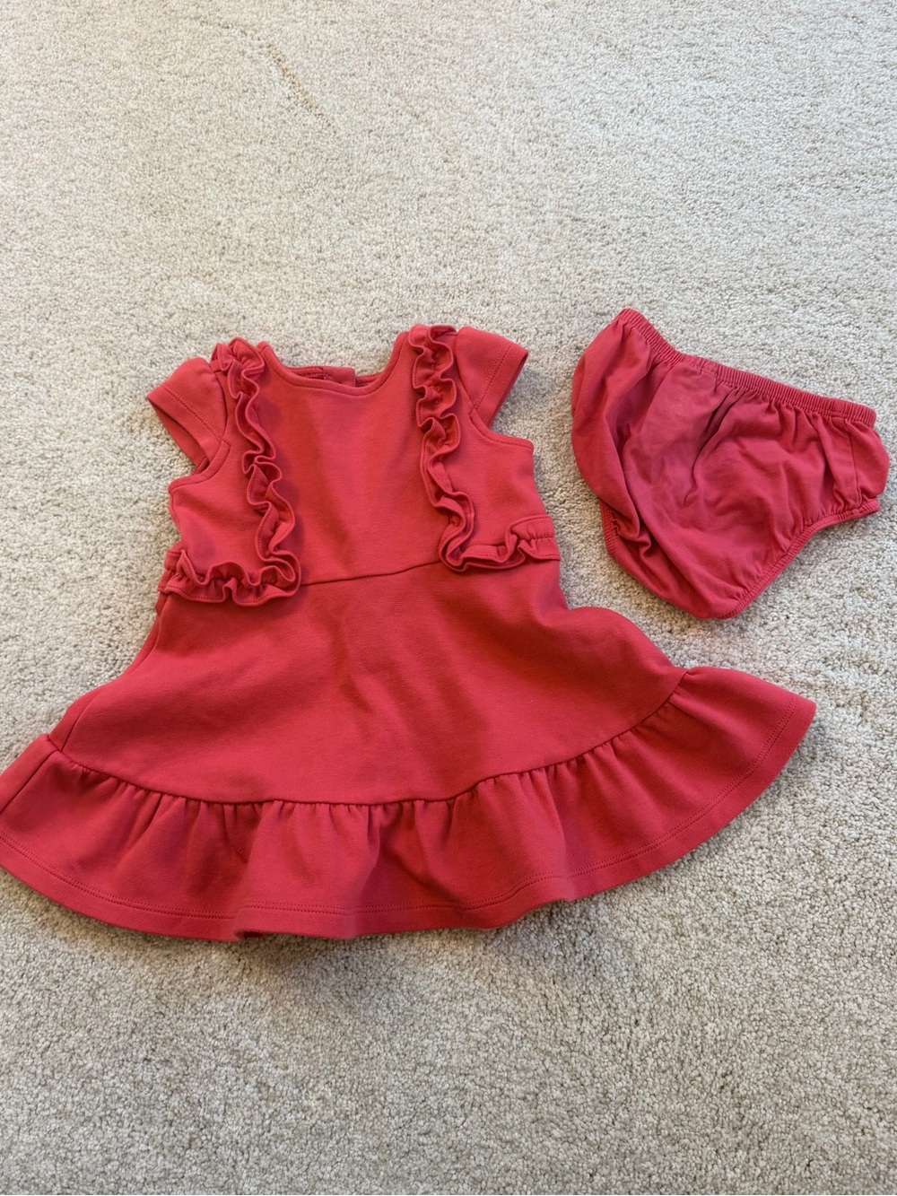 Janie and Jack Red Ruffle Dress with Bloomer Set